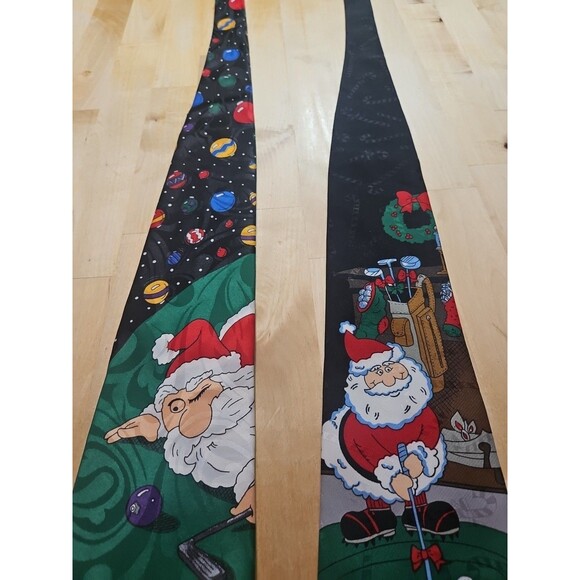 Lot Of 2 Specialties Hallmark Santa Playing Golf Tie's - Picture 3 of 12